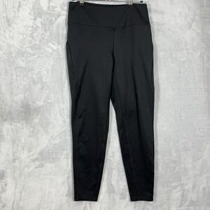 Spyder Active Womens L  High Rise Athletic Fleece Leggings  Black Pockets Outdoo